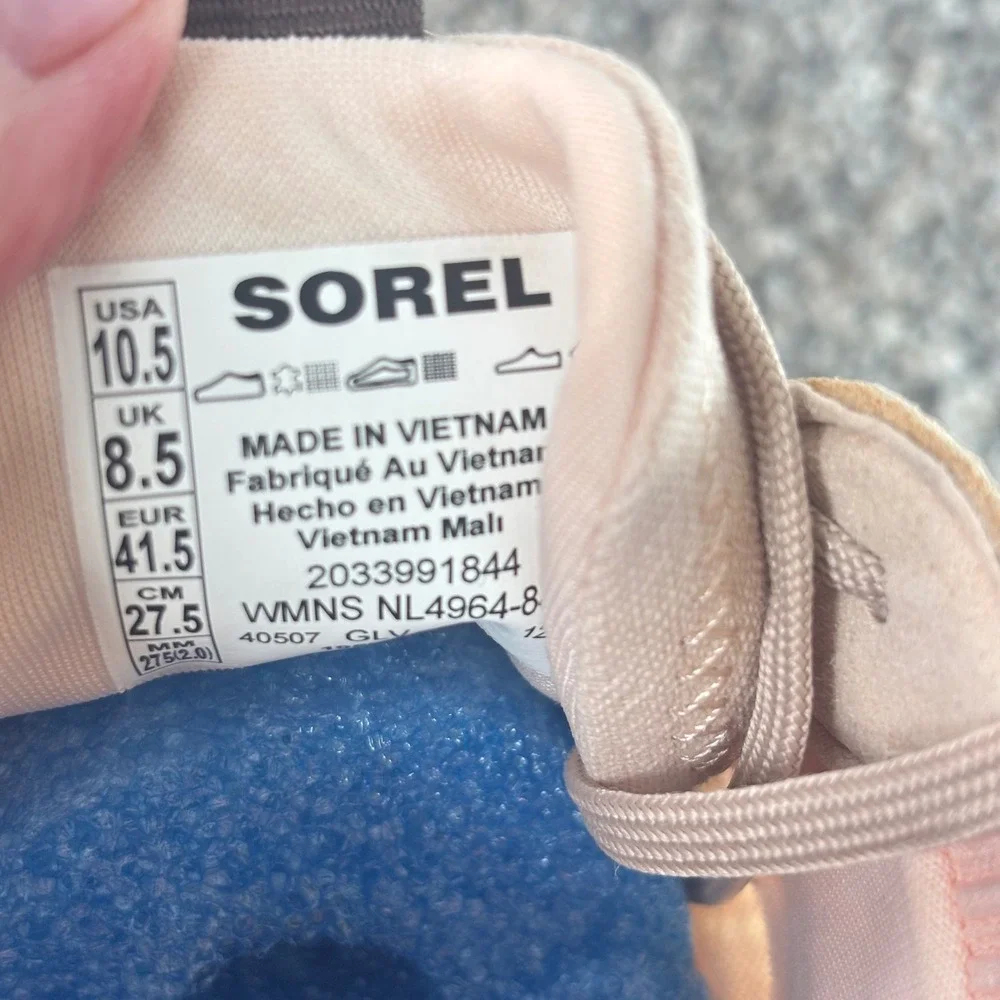 SOREL ONA 503 Knit Low Sneakers Peach Pink Suede Mesh Platform Trainers sz 10.5